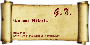 Garami Nikola névjegykártya